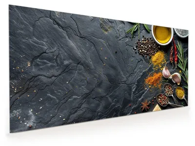 Produktbild von Küchenrückwand Spritzschutz Glas mit Motiv Küche Zutaten 40 x 40 cm
