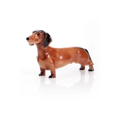Produktbild von Kurzhaardackel Porzellanfigur – Handgefertigt, 18 cm
