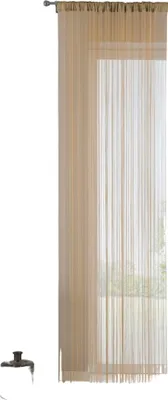 A sheer curtain hanging in front of a window.