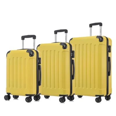 Produktbild von yonsly Premium Reisekoffer TSA-Schloss,YKK-Reißverschluss Hartschalen-Koffer Kabinenkoffer Rollkoffer Suitcase Handgepäck (Gelb, M-L-XL-Set)