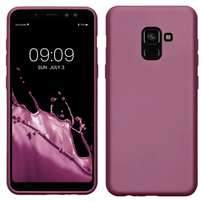 Productafbeelding van kwmobile telefoonhoesje voor Samsung Galaxy A8 (2018) - Siliconen hoesje met metallic glans - Beschermhoes - Metallic lavendel