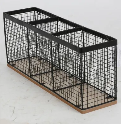 Produktbild von Regal mit Drahtkörben 40x16x10 cm aus Metall und MDF – modernes Wandregal im Industrie-Design, vielseitig einsetzbar und dekorativ für Küche oder Bad