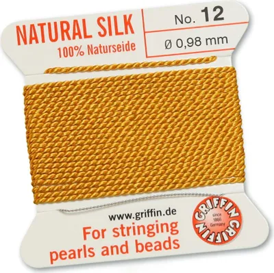 Produktbild von Perlseide Natur dunkelgelb Nr-12-0,98mm - 2m / 1 Nadel