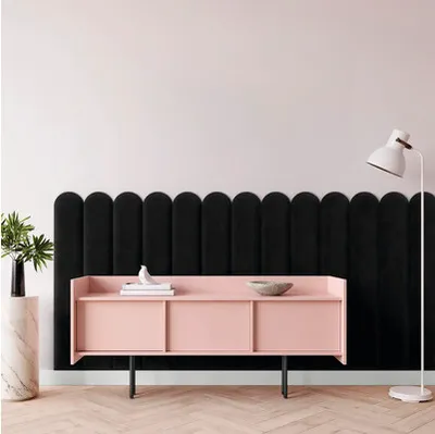 Produktbild von Wandkissen Riviera schwarz oval Samt-Optik 90 x 15 cm