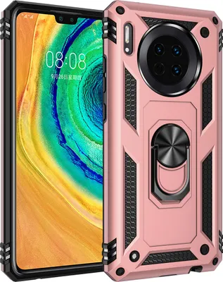 Produktbild von LaimTop Huawei Mate 30 Hülle, Hybrid Robuste Rüstung Drehbarer Ring Halter Ständer Dual Layer Hard PC + TPU Stoßfest Schutzhülle für Huawei Mate 30 Roségold