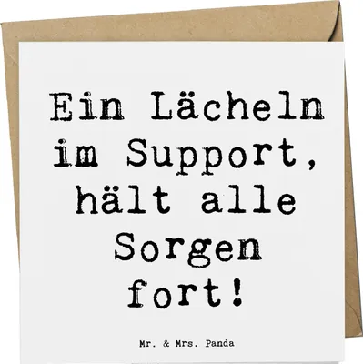 Produktbild von Mr. & Mrs. Panda Klappkarte Spruch Kundensupport Lächeln - Weiß - Geschenk, Beruf, faltkarte, Grußkarte, Kundenservice, Glückwunschkarte, Sorgen, Berufsliebe, anlasskarte