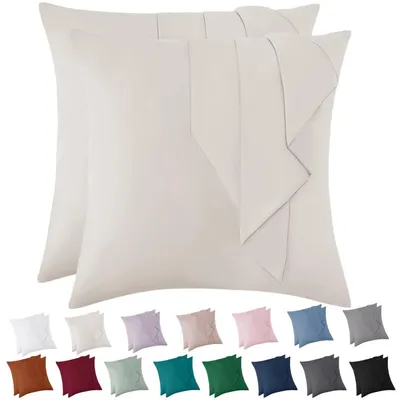Productafbeelding van Kussensloop set van 2, microvezel, 80x80 cm, beige, hypoallergeen, OEKO-gecertificeerd, met rits
