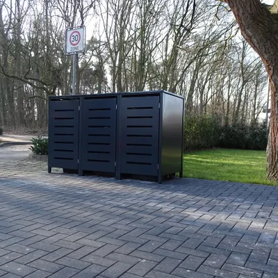 Produktbild von 3 Mülltonnenboxen Modell No.6 Anthrazit komplett RAL7016 für 240Liter Mülltonnen