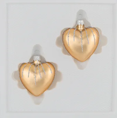 Produktbild von 2 tlg. Glas-Herzen Set in Classic Gold Silber Regen