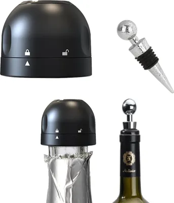 Obrázok produktu pre sada 4 x zátka na fľaše na šumivé víno pre šampanské, prosecco a rôzne sklenené fľaše + 2 x zátka na fľaše na víno AIRPROOF - vákuová zátka na fľaše