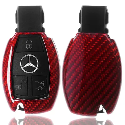 Produktbild von Auto Schlüssel Echt Carbon Schutz Hülle Hardcover Rot kompatibel mit Mercedes Benz C117 X117 C190 C207 A207 C292 Smartkey