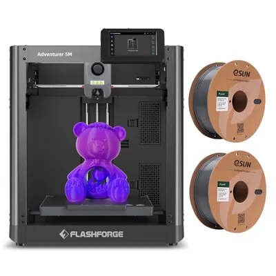 Produktbild von Flashforge Adventurer 5M 3D-Drucker, 600 mm/s Druckgeschwindigkeit, 220 x 220 x 220 mm Druckvolumen + 2*1KG Grau High Speed PLA-Filament
