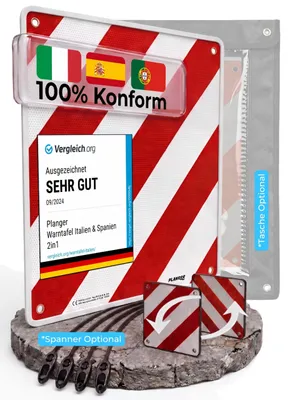 Produktbild von Warnschild Italien und Spanien 2-in-1 - Reflektierend 50x50 cm