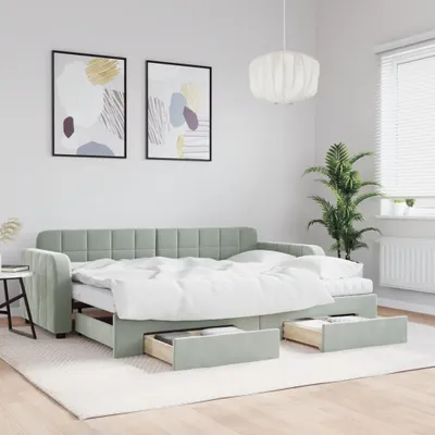Immagine prodotto di vidaXL Letto da giorno allungabile con cassetti grigio chiaro 80x200 cm in velluto