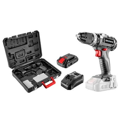Produktbild von GRAPHITE ENERGY+ SET 18V Akku-Bohrmaschine/Akkuschrauber, Li-Ion, Bohrfutter, 2Ah Akkupack, Ladegerät, Transportkoffer (58G019-SET1)