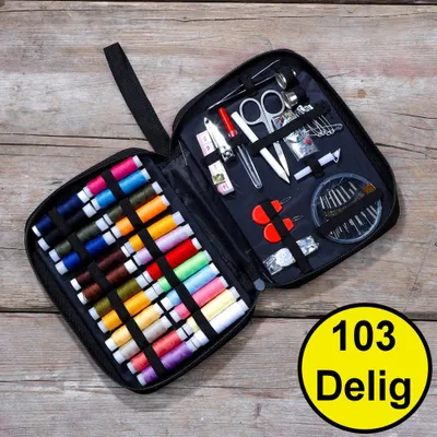 Produktbild von Nähset 103 Delig - Vollständiges Nähset - Nähbox - Nähset für unterwegs oder auf Reisen - In Reisebeutel
