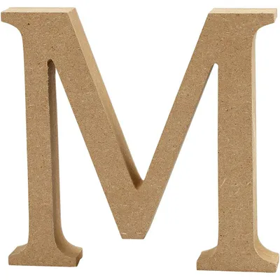 Productafbeelding van Houten decoratieve letter 'M' van MDF, 13 x 2 cm, Bruin