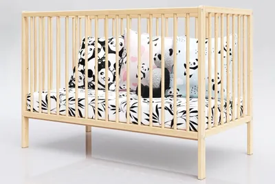 Łóżeczko niemowlęce Dominik 120x60 cm z gryzakami kolor sosna + materac – zdjęcie produktu 1