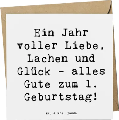 Produktbild von Mr. & Mrs. Panda Grußkarte Spruch 1. Geburtstag Liebe Lachen Glück - Weiß - Geschenk, faltkarte, Glückwunschkarte, Glückwünsche zum, doppelkarte, Klappkarte, anlasskarte