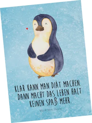Produktbild von Mr. & Mrs. Panda Postkarte Pinguin Diät - Eisblau - Geschenk, Abnehmen, Motivation, Ansichtskarten, Grußkarte, Postkarten, Ansichtskarte, bildkarte