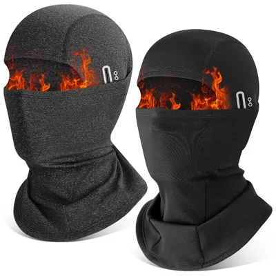 Immagine prodotto di 2 pezzi, passamontagna termico antivento per uomo e donna, maschera per il viso, taglia unica, nero e grigio scuro