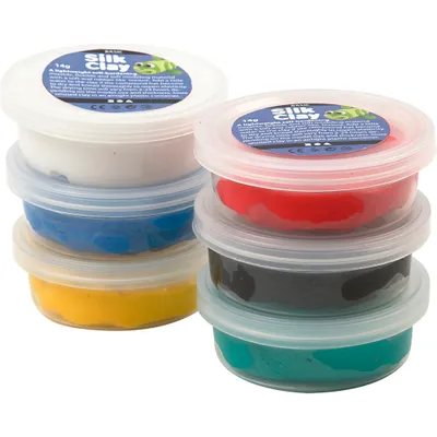 Produktbild von Creativ Company Knete Set Silk Clay Standardfarben 6x14g Modelliermasse