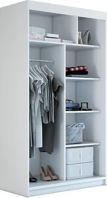 Produktbild von Schwebetürenschrank, 2-türig Schrank mit Spiegel! Moderne Garderobe für Kleidung. Verschiedene Farben (Weiß, Schwarz, Somona) Kleiderschrank NIKO 120 cm