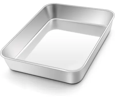 Obrázok produktu pre Nerezový plech na pečenie, obdĺžnikový, 26,5 x 20,5 x 5 cm. Hlboký plech na fritovanie, na zapekanie, vhodný na lasagne, brownies a iné pokrmy. Vhodný do umývačky riadu