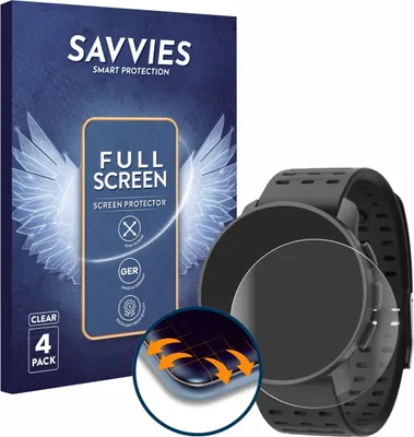 Produktbild von 4x Savvies Fullscreen Schutzfolie für Suunto 9 Peak Pro Displayschutz Folie Fullcover Klar Transparent