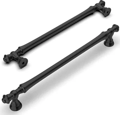 Image de Unyqoos® : Poignées de meubles – noires, entraxe de 192 mm, lot de 6, alliage de zinc robuste, poignées pour armoires de cuisine, tiroirs et portes