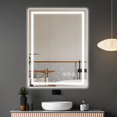 LED Badspiegel 60x80 cm, dimmbar, Anti-Beschlag, 3 Lichtfarben