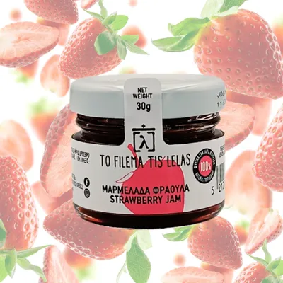 Produktbild von To Filema Tis Lelas Erdbeermarmelade ohne Zuckerzusatz 30 g im Glas