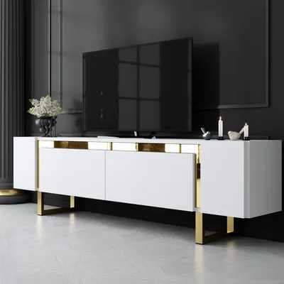 Produktbild von Skye Decor, Yildiz - White, Gold, TV-Schränke, Weiß, 180 x 50 x 30 cm