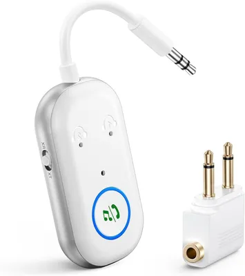 Image de Adaptateur Bluetooth - Émetteur-récepteur - Musique sans fil - Fonction 2-en-1 - Autonomie de 16 heures - Blanc