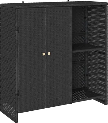 Obrázok produktu pre Úložná skrinka s poličkou Čierna 100 x 36 x 102 cm Ratan