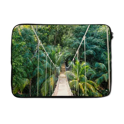 Produktbild von MuchoWow® Laptop Hülle 13 Zoll Dschungel - Palme - Brücke - Natur - Pflanzen Laptoptasche - Laptophülle - Sleeve - Rundumschutz