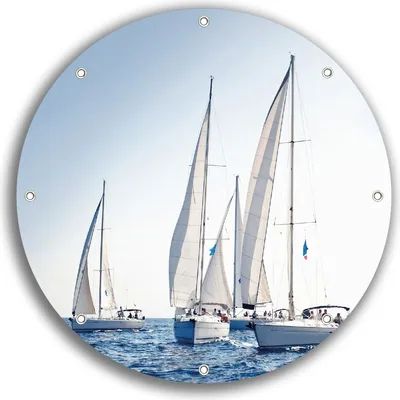 Produktbild von Wallario rundes Outdoor-Poster für Garten oder Balkon, Motiv Segelschiff auf dem Meer, 30 cm Durchmesser