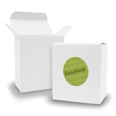 Produktbild von SET Geschenk (Motiv4) 24xFaltschachtel Quader weiß  + Sticker