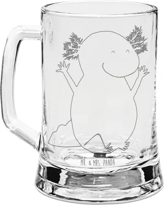 Produktbild von Mr. & Mrs. Panda Seidel Axolotl Hurra - Transparent - Geschenk, Humpen, Gravur Bierkrug, Glas, Glasseidel, Motivation, Spaß, Fröhlich, Krug, Zufriedenheit