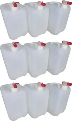 Produktbild von 6 x 10 L 10 Liter Wasserkanister Kanister lebensmittelecht dicht + 6 x Hahn DIN45 (6x10knn45 + 6xH. 45)