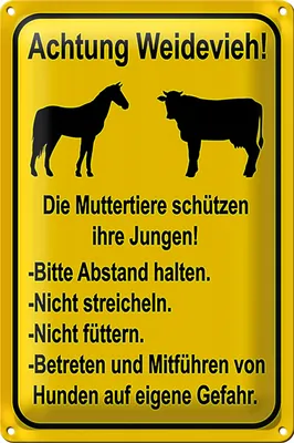 Produktbild von Blechschild Hinweis 20x30cm Achtung Weidevieh nicht füttern