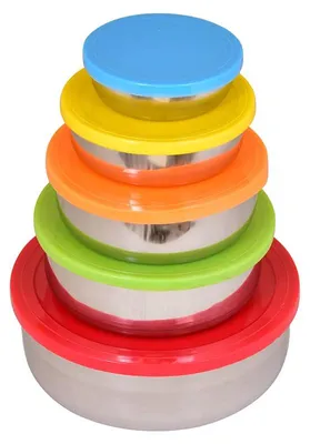 5er-Set Edelstahl-Aufbewahrungsschüsseln mit Deckeln, 10–20 cm