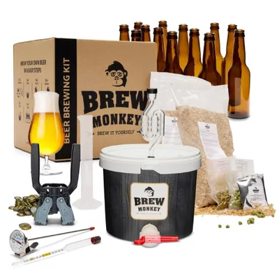 Produktbild von Brew Monkey® Bierbrauset Tripel | Luxe Set 5 Liter Bier | 8,2% Vol. | Bier Brauen Set | Männergeschenke | Bier Geschenke für Männer | Geburtstagsgeschenk für Männer