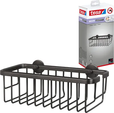 Produktbild von tesa MOON Duschablage selbstklebendes Duschregal - 92 x 250 x 125 mm, Grafit