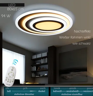 Produktbild von LED Deckenleuchte XW092 94W 80x65 cm mit Fernbedienung Lichtfarbe/helligkeit einstellbar Acryl-Schirm