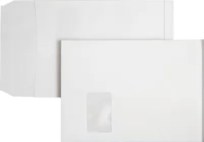 Produktbild von Faltentaschen DIN C4 mit Fenster weiß mit 2,0 cm Falte, 200 St.