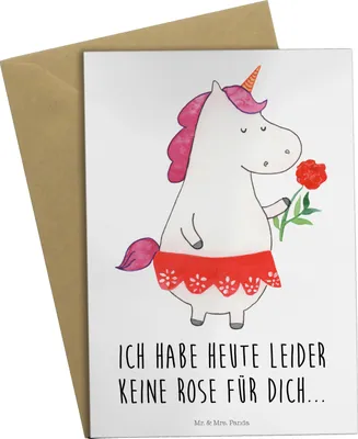 Produktbild von Mr. & Mrs. Panda Glückwunschkarte Einhorn Dame - Weiß - Geschenk, Frau, dankeskarten, Freundin, osterkarten, weihnachtskarten, Bachelor, Schluss machen, Einhörner
