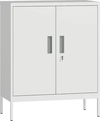 Produktbild von Verschlie?barer Stahlschrank Wei? 2 Tš¹ren 80x40x100cm Bš¹roschrank mit Verstellbaren Regalen Aktenschrank fš¹r Homeoffice & Garage Belastbar 120kg