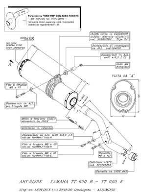 Immagine prodotto di Marmitta slip-on LeoVince X3 alluminio omologata per YAMAHA TTE 600