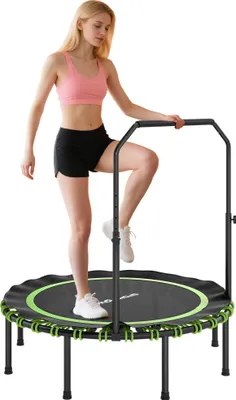 Produktbild von SPORTNOW Fitness Trampolin klappbar Ø122cm Mini Trampoline mit 5 Handgriffstufen